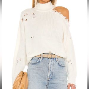 Lovers and Friends Distressed Sweater in Ivory in Size XS